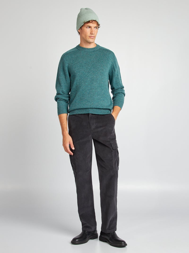 Pantalon en velours côtelé gris foncé - Kiabi