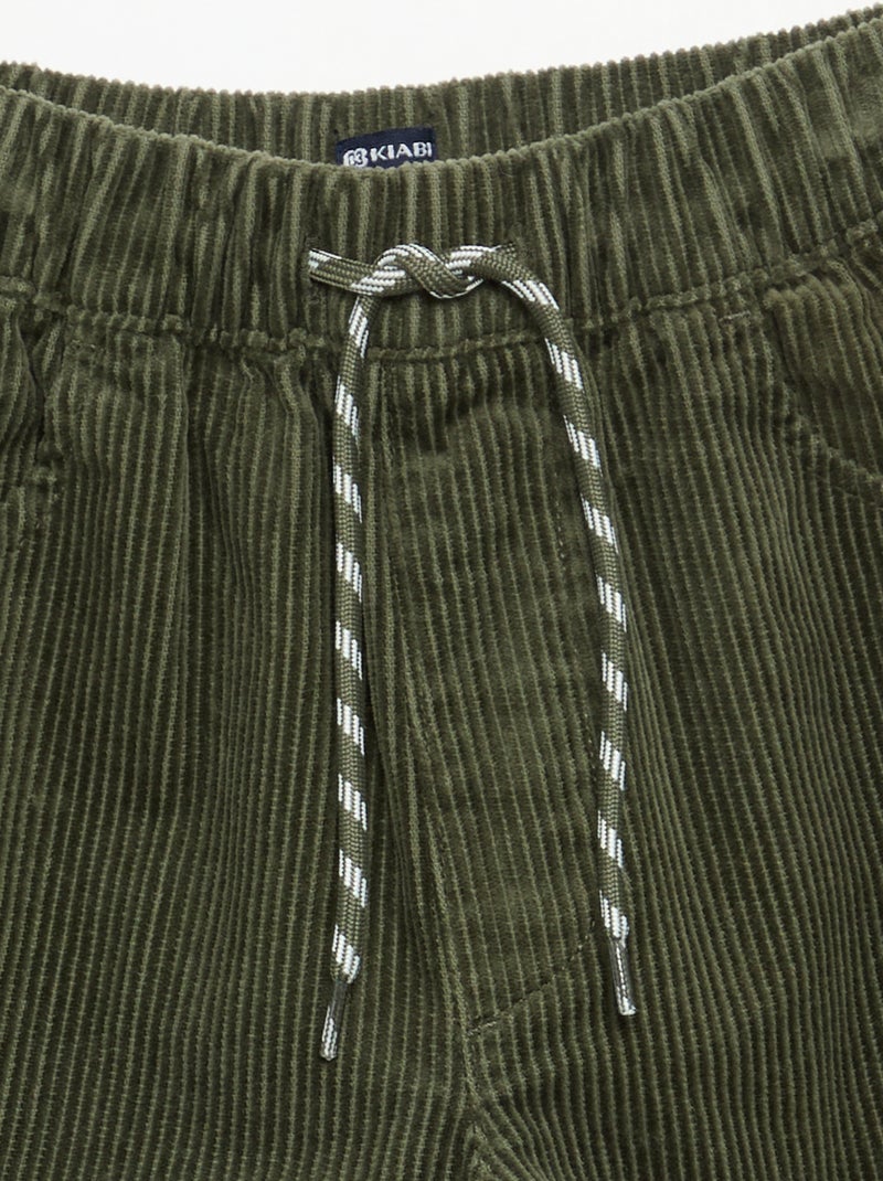 Pantalon en velours côtelé Kaki - Kiabi
