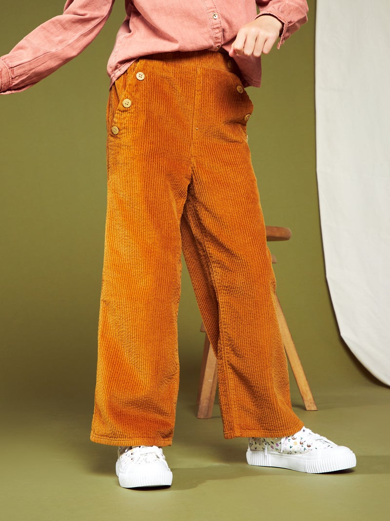 Pantalon en velours côtelé Marron - Kiabi