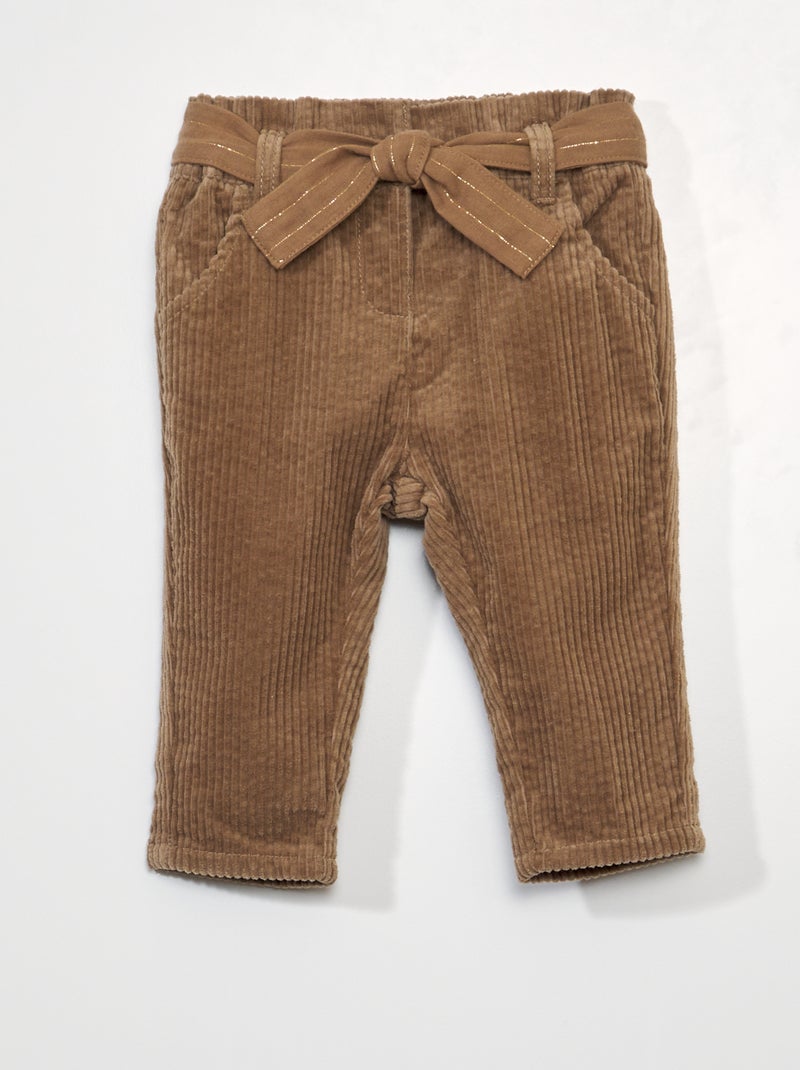 Pantalon en velours côtelé Marron - Kiabi
