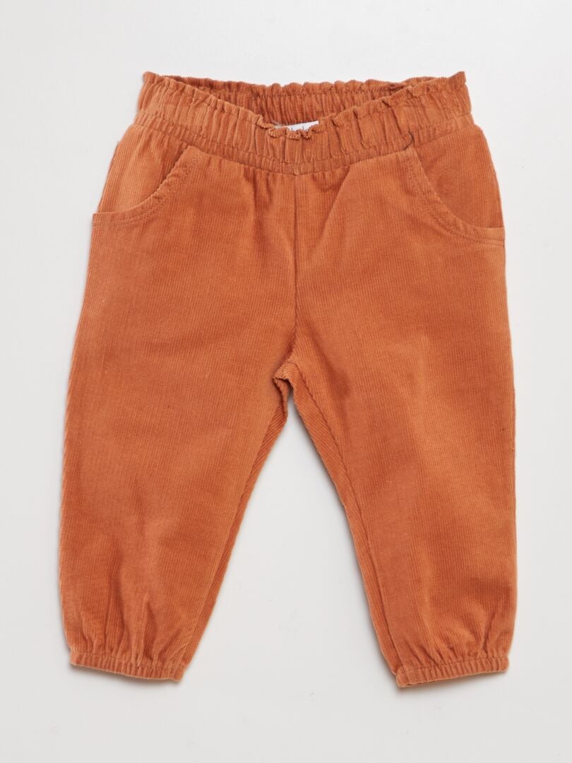 Pantalon en velours côtelé Marron - Kiabi