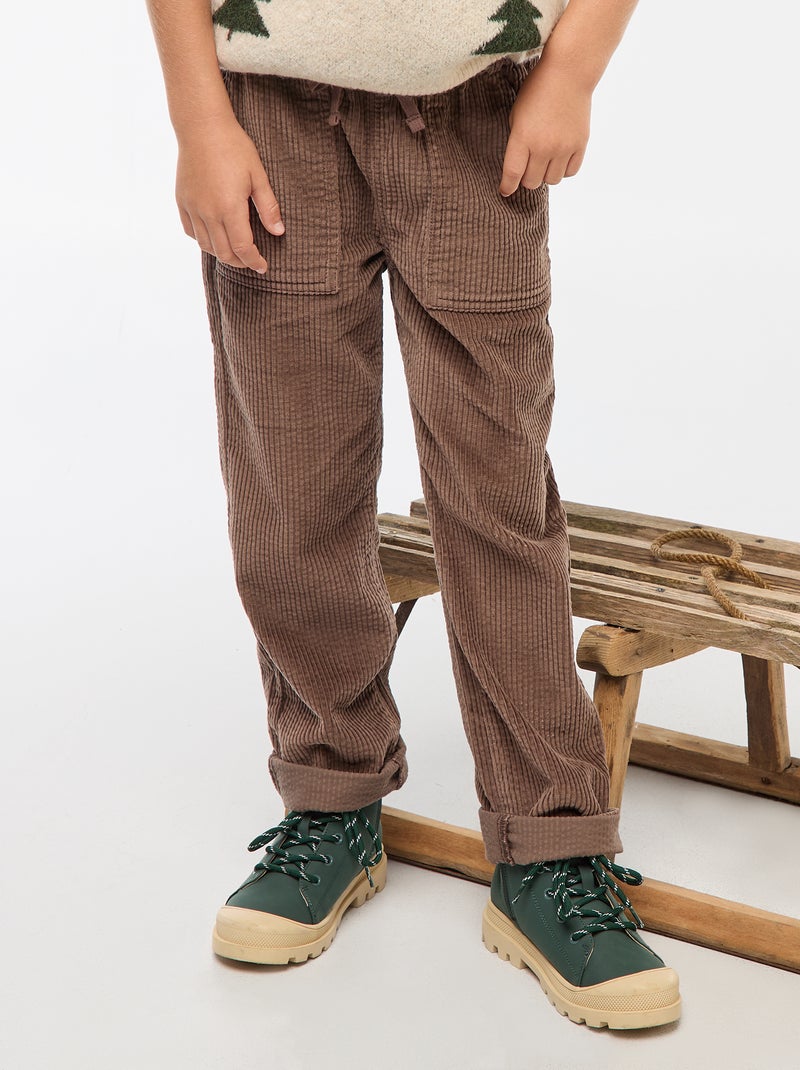 Pantalon en velours côtelé Marron - Kiabi