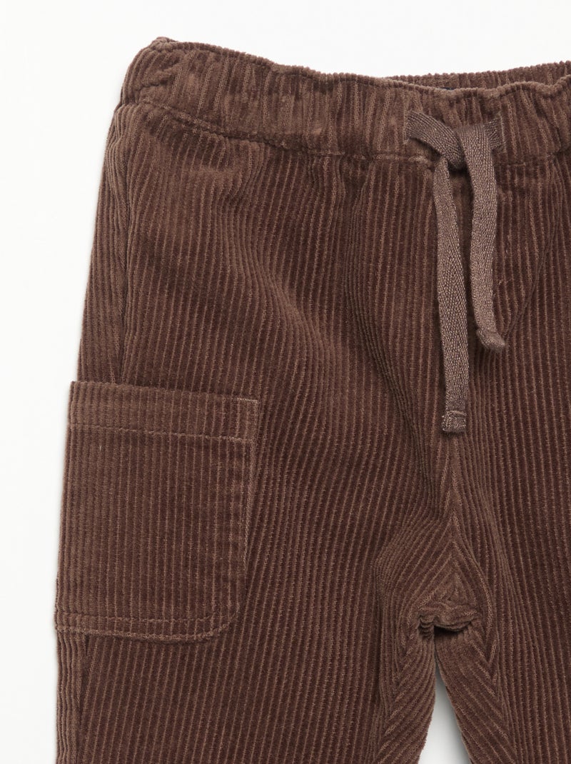Pantalon en velours côtelé Marron - Kiabi