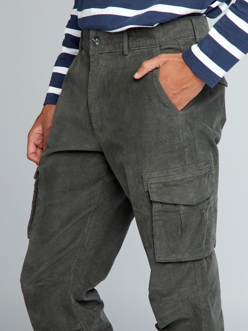 Pantalon Droit Homme Velours Côtelé – Multi-poches – Coupe Ample – Pour Automne/hiver – Décontracté Travail