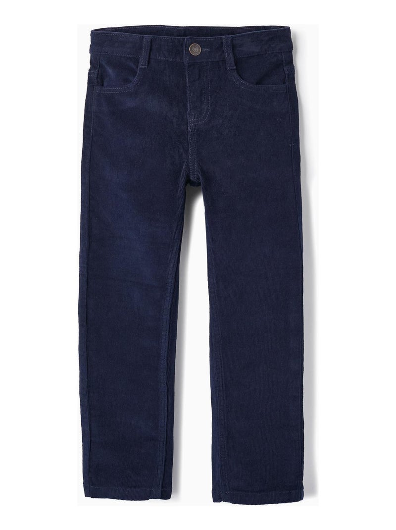 Pantalon en Velours Côtelé pour Garçon   LITERATURE CLUB Bleu foncé - Kiabi