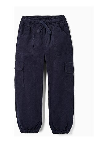Pantalon Garçon Kitestrings Velours Côtelé Gris Taille 12 - Taille Ajustable Bouton