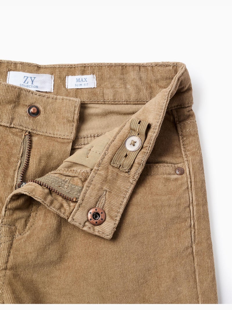 Pantalon en velours côtelé Slim Fit Beige - Kiabi