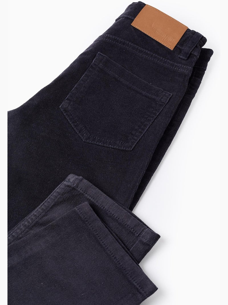 Pantalon en velours côtelé Slim Fit Bleu foncé - Kiabi