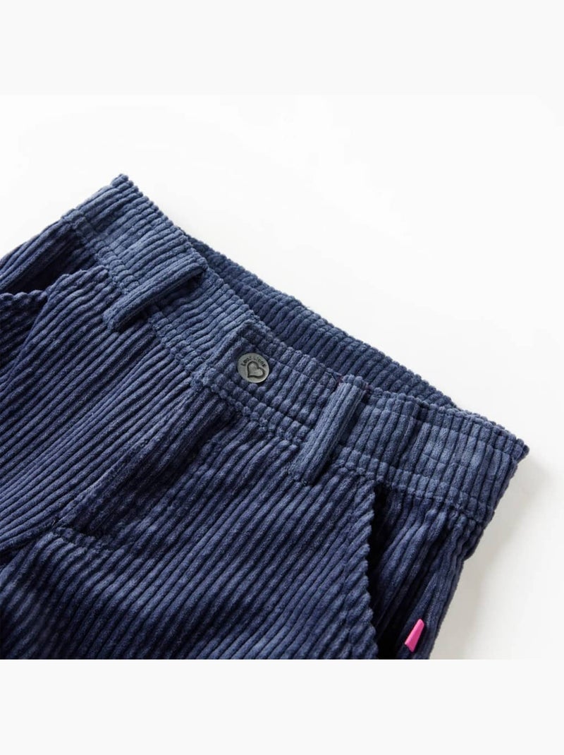 Pantalon en velours côtelé taille jambes larges élastique - vidaxl Bleu - Kiabi