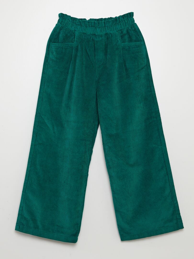 Pantalon en velours côtelé vert - Kiabi