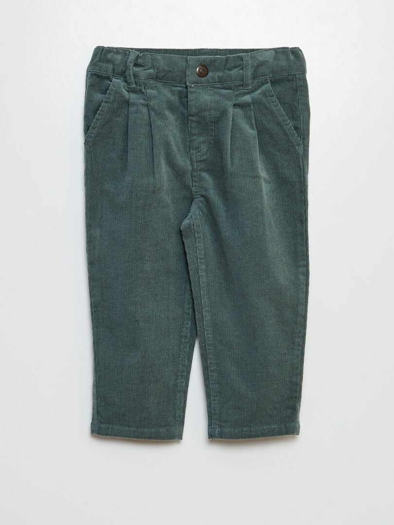 Pantalon en velours côtelé Vert - Kiabi