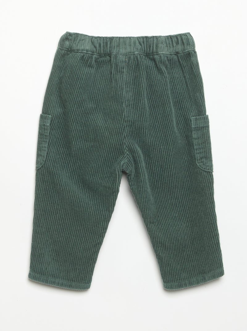 Pantalon en velours côtelé Vert - Kiabi