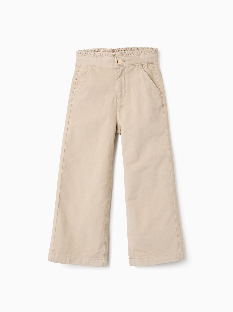 Pantalon en Velours Côtelé Wide Leg Blanc - Kiabi