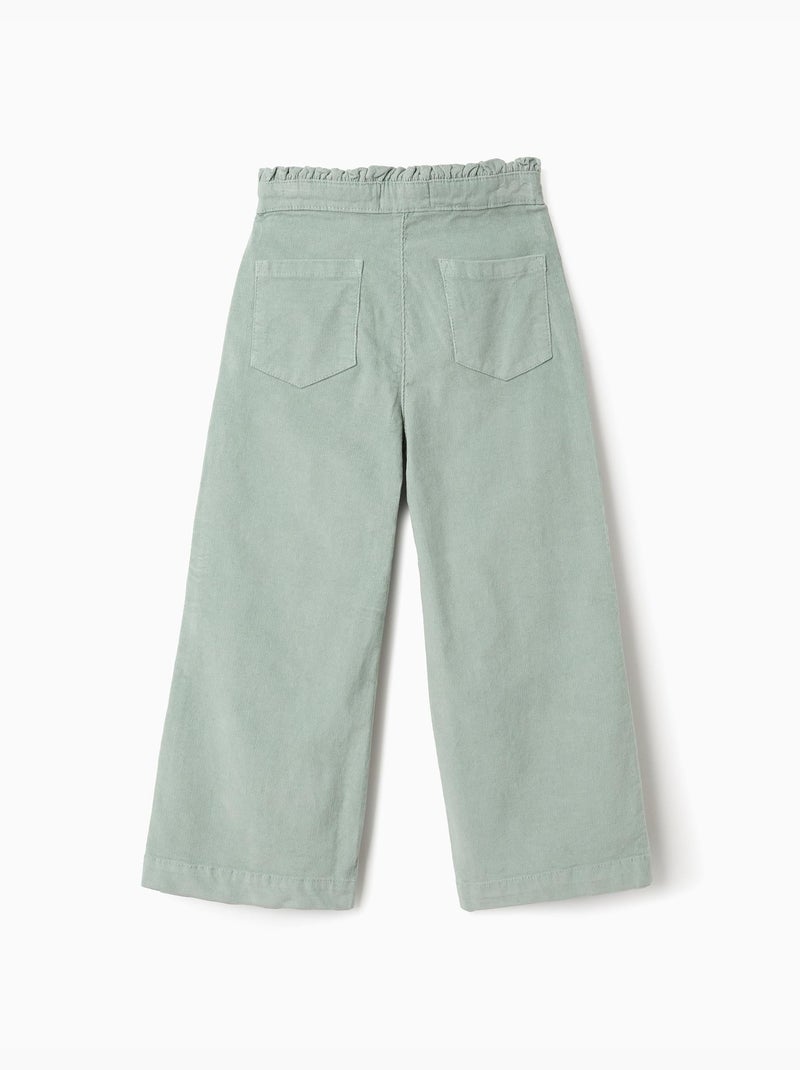 Pantalon en Velours Côtelé Wide Leg Vert - Kiabi