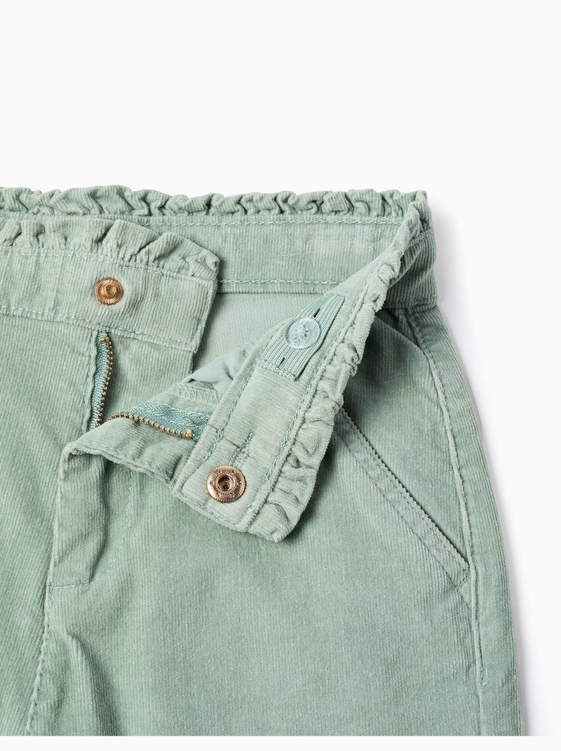 Pantalon en Velours Côtelé Wide Leg Vert - Kiabi