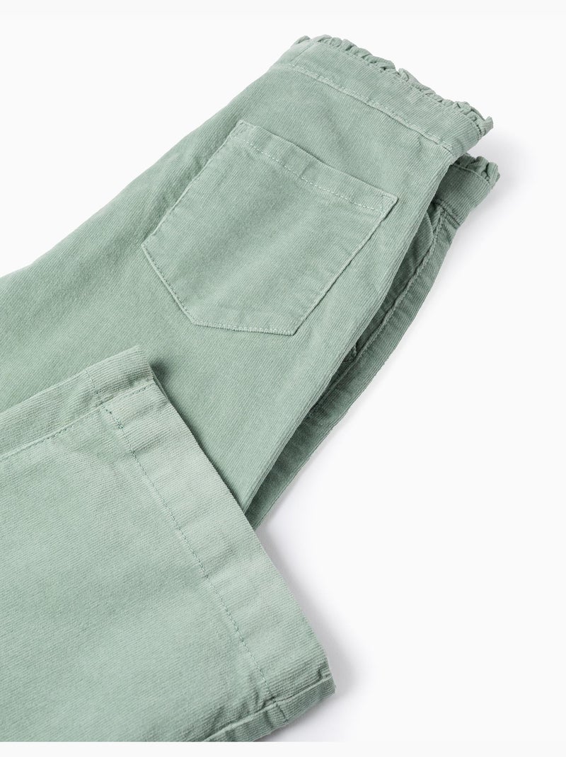 Pantalon en Velours Côtelé Wide Leg Vert - Kiabi