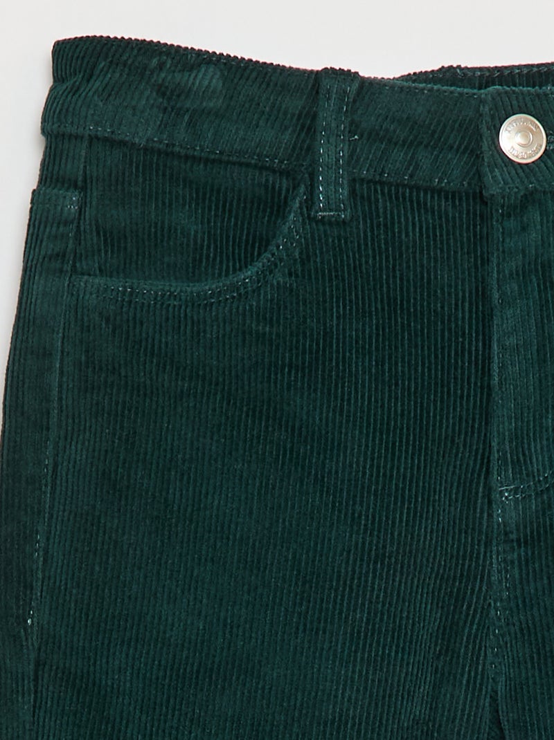 Pantalon en velours coupe flare Vert - Kiabi