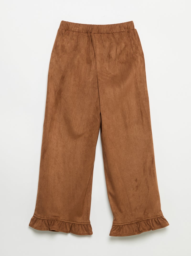 Pantalon en velours coupe large Marron - Kiabi