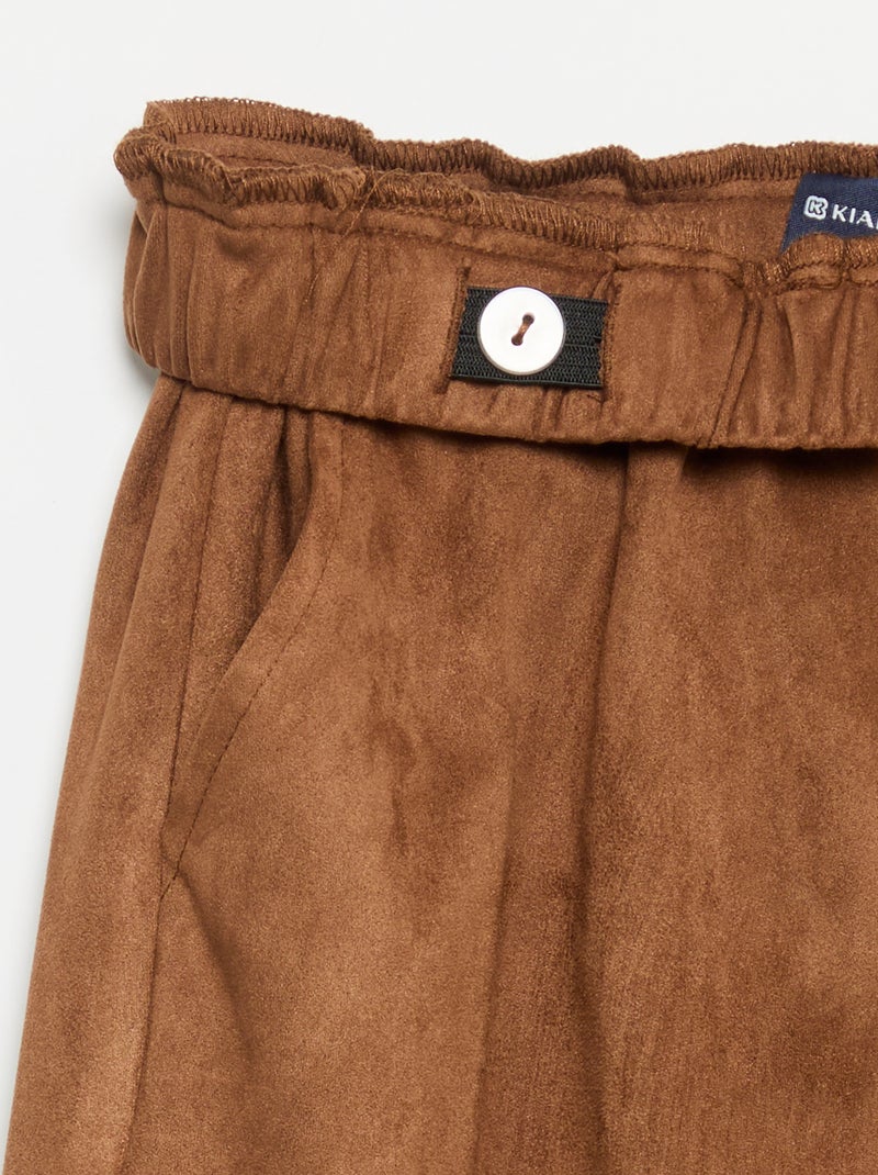 Pantalon en velours coupe large Marron - Kiabi