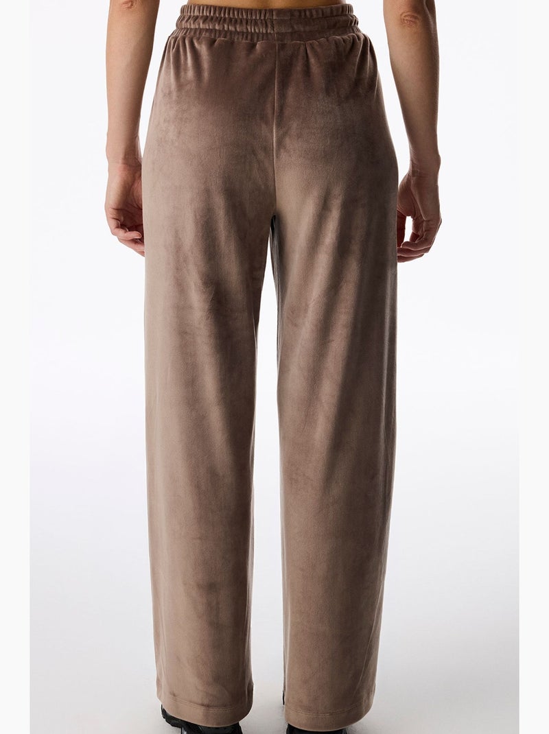 Pantalon en velours doux à poches devant penti Taupe - Kiabi