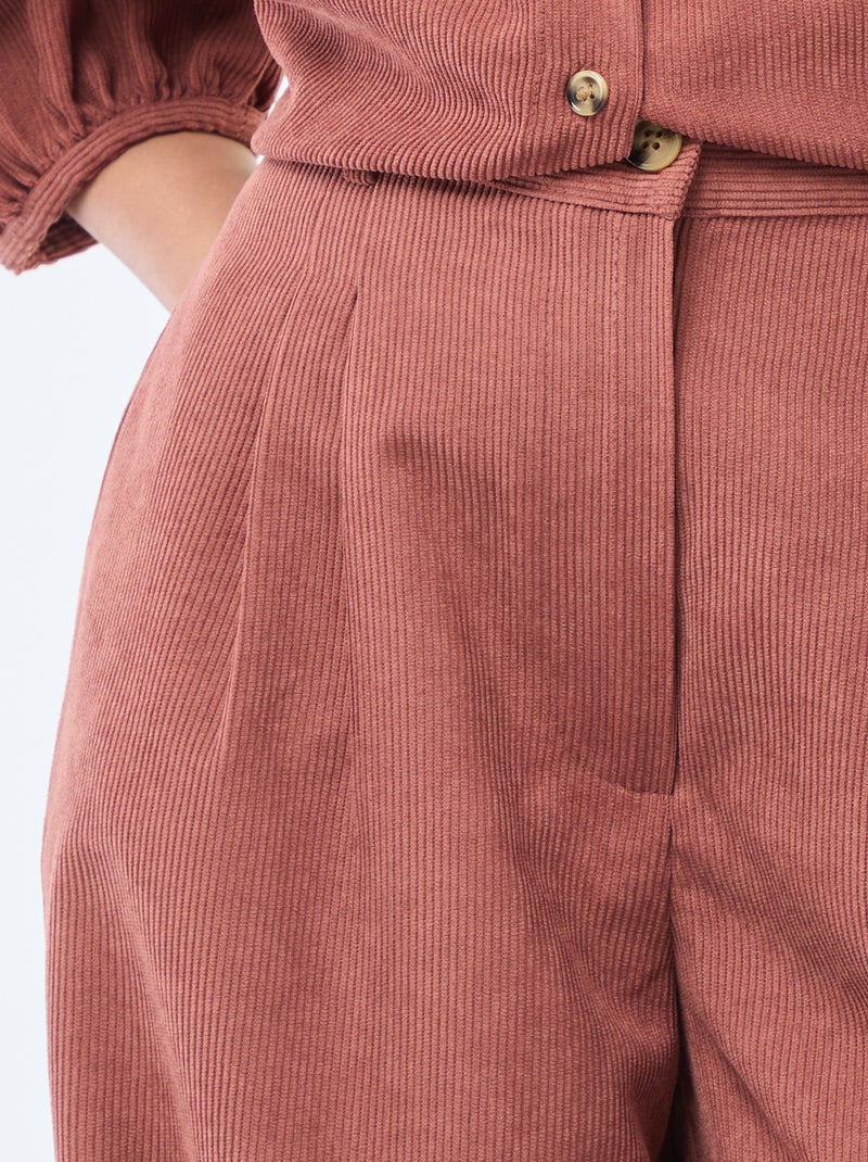 Pantalon en velours femme jambes larges Marron - Kiabi