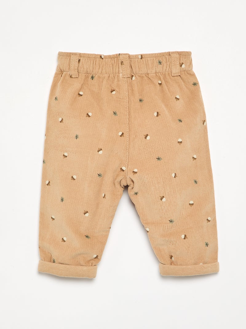 Pantalon en velours imprimé Beige - Kiabi