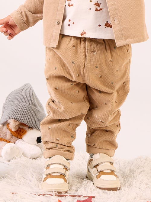 Pantalon en velours imprimé - Kiabi