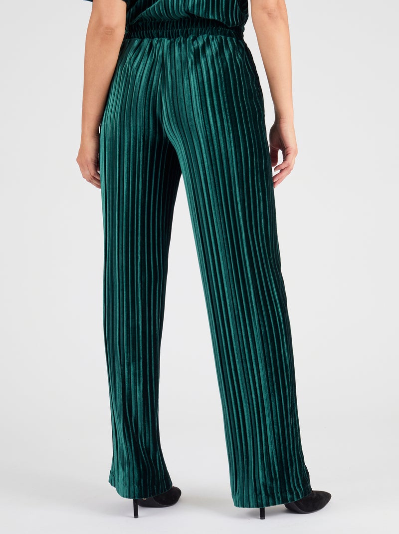 Pantalon en velours plissé satiné - Damart Vert - Kiabi