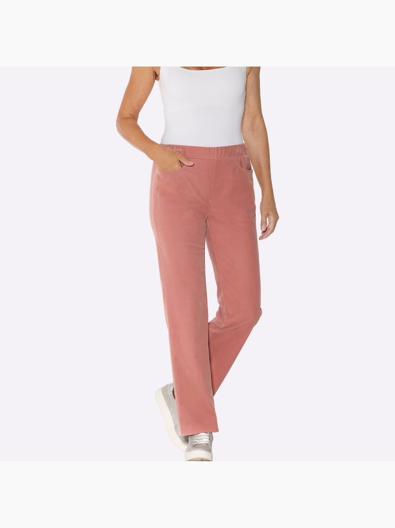Pantalon En Velours Qualité Velours Douce - Taille Courte - Moda Vilona Bois de rose - Kiabi