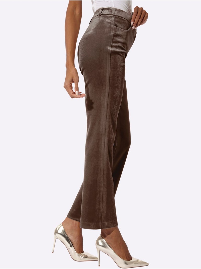 Pantalon en velours qualité velours douce - taille standard - helline Marron/Choco - Kiabi