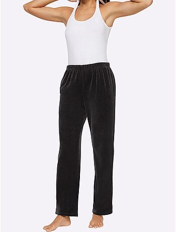 Pantalon en velours ras avec ceinture élastique et poches - Taille courte - Witt