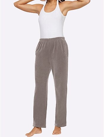 Pantalon en velours ras avec ceinture élastique et poches - Taille courte - Witt