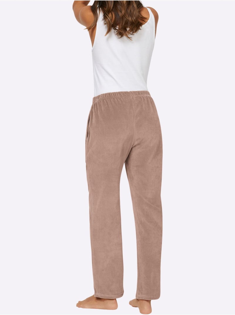 Pantalon En Velours Ras Chandail En Velours Ras - Taille Courte - Witt Beige - Kiabi