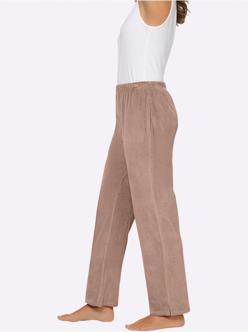 Pantalon En Velours Ras Chandail En Velours Ras - Taille Courte - Witt Beige - Kiabi