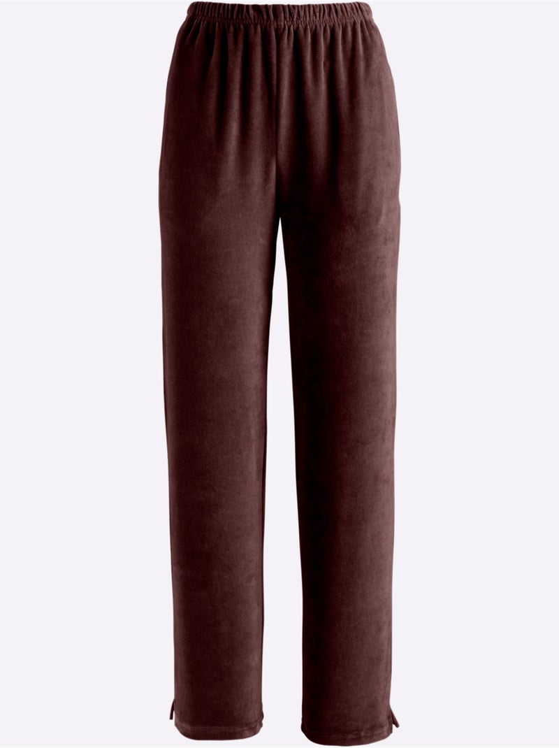 Pantalon En Velours Ras Chandail En Velours Ras - Taille Courte - Witt Marron - Kiabi
