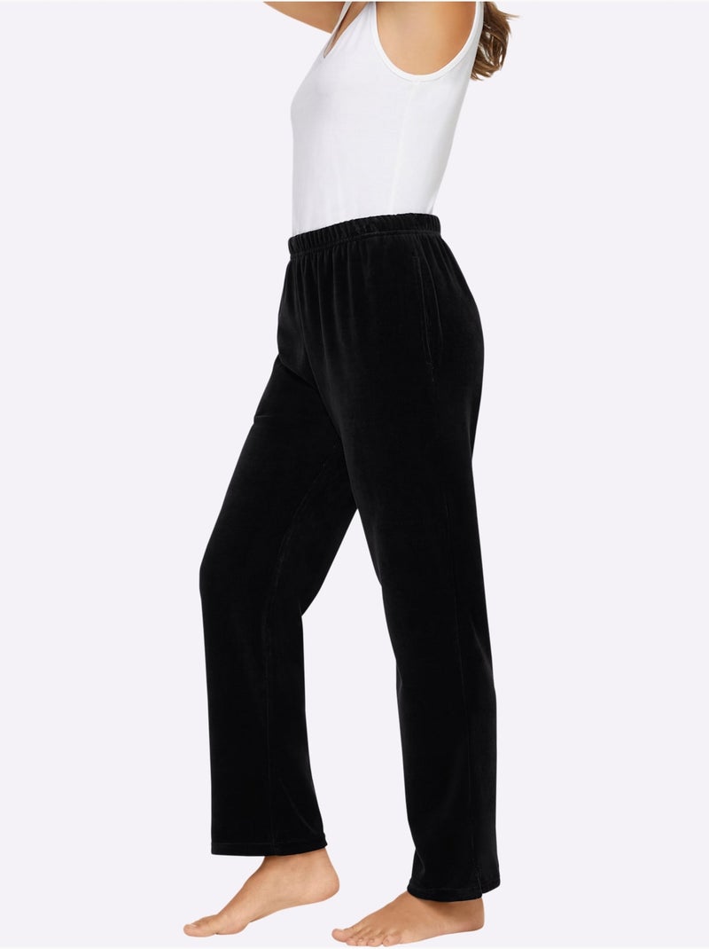 Pantalon En Velours Ras Chandail En Velours Ras - Taille Courte - Witt Noir - Kiabi