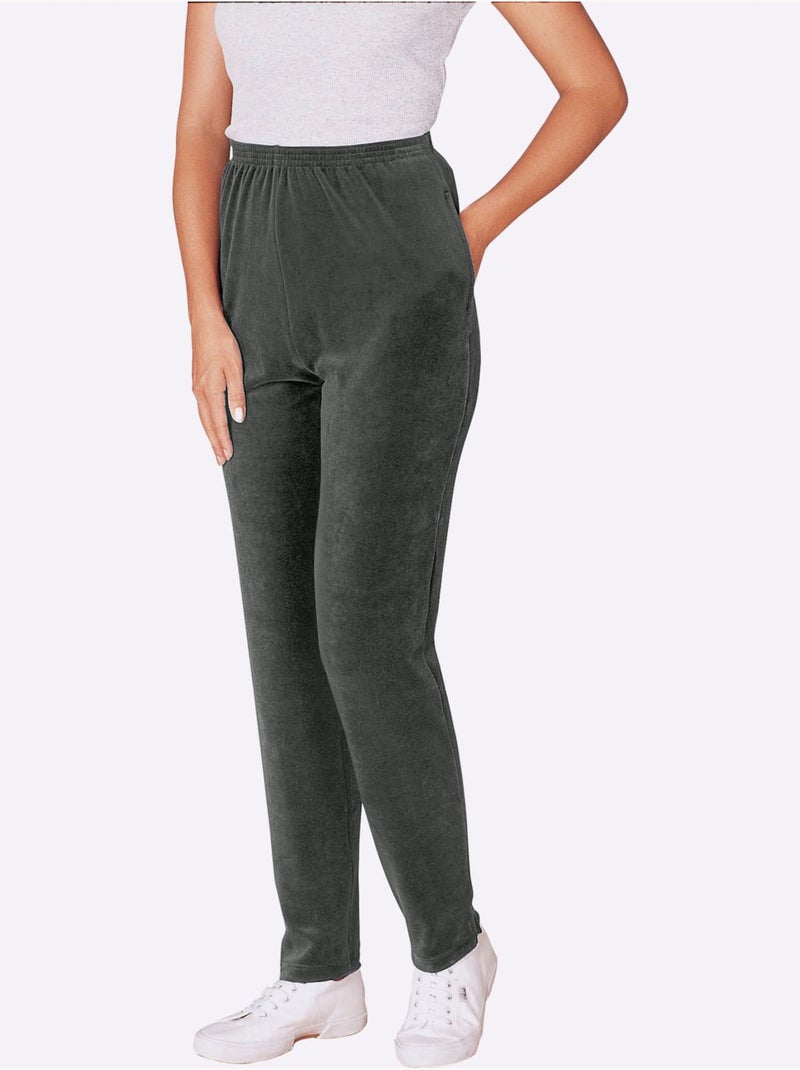 Pantalon en velours ras chandail en velours ras - taille standard - moda vilona Gris foncé - Kiabi