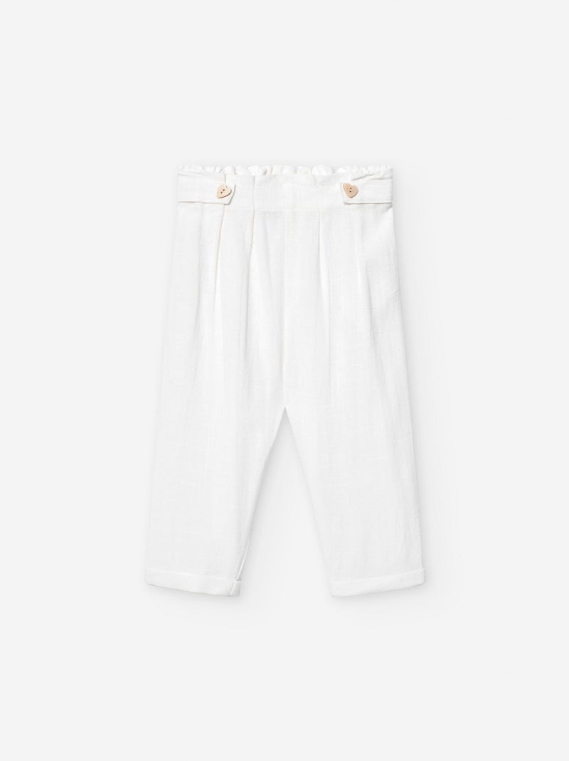 Pantalon en Viscose et Lin Blanc - Kiabi