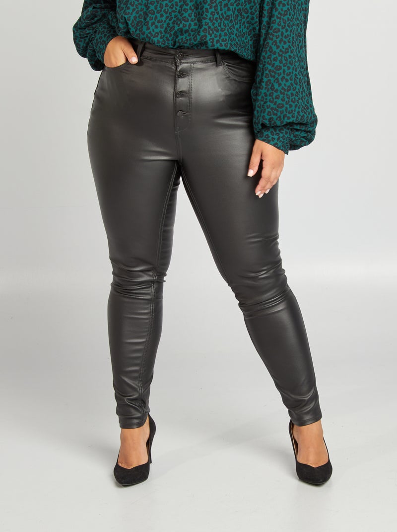 Pantalon enduit noir - Kiabi