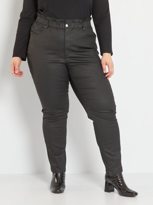 Pantalon enduit taille élastiquée - Kiabi