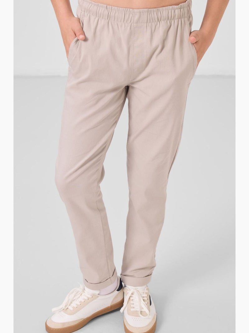 Pantalon enfant à jambe droite tommy Beige argile - Kiabi