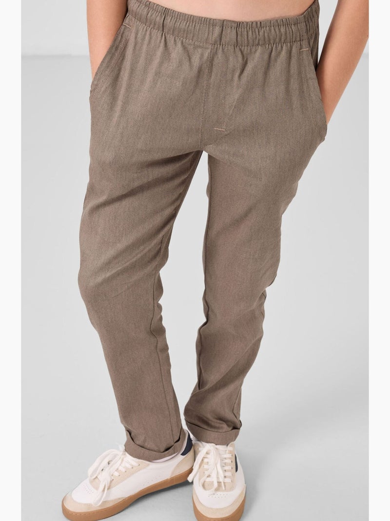 Pantalon enfant à jambe droite tommy Taupe - Kiabi