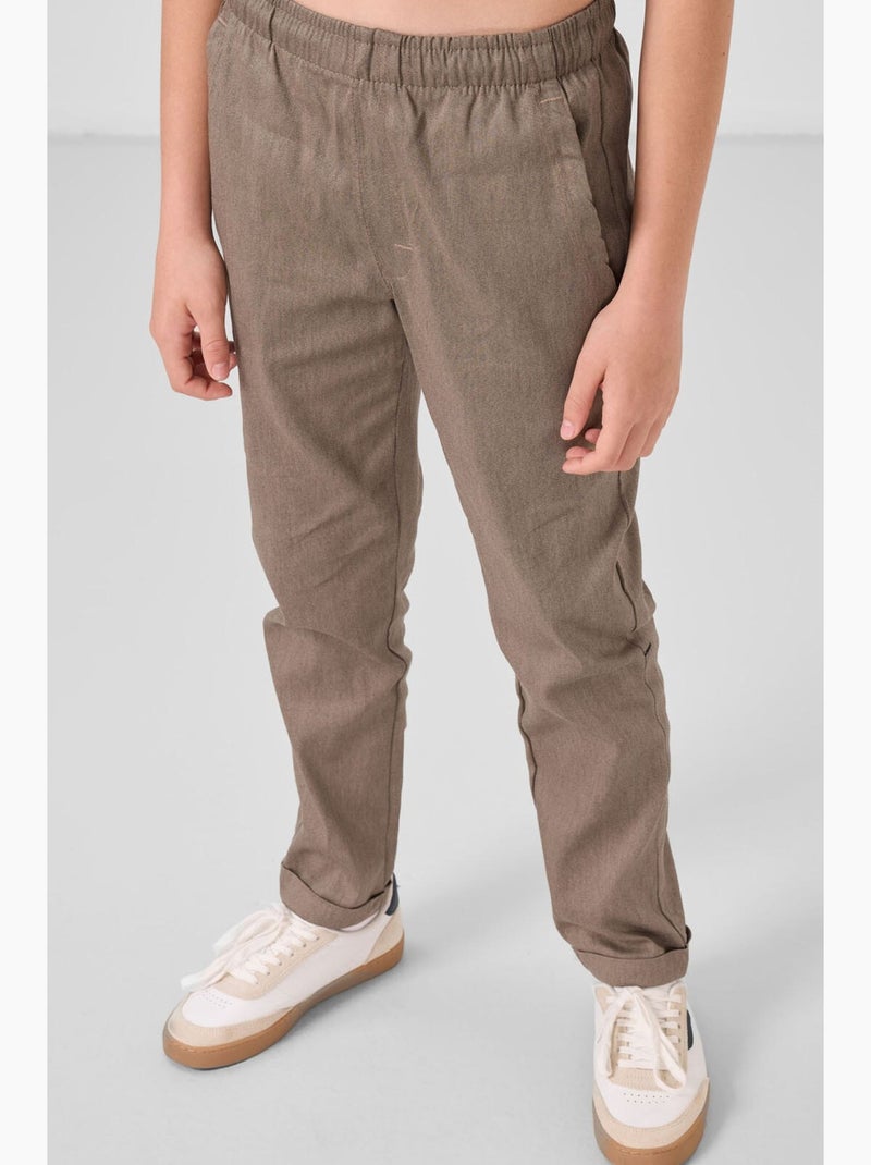 Pantalon enfant à jambe droite tommy Taupe - Kiabi
