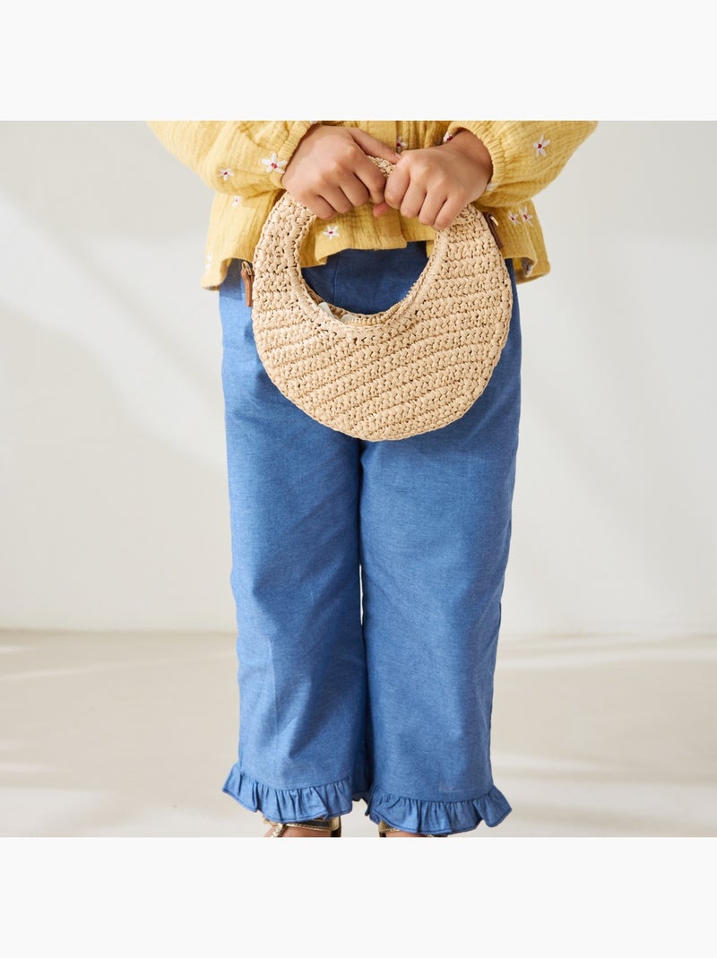 Pantalon enfant en chambray Camila Bleu - Kiabi
