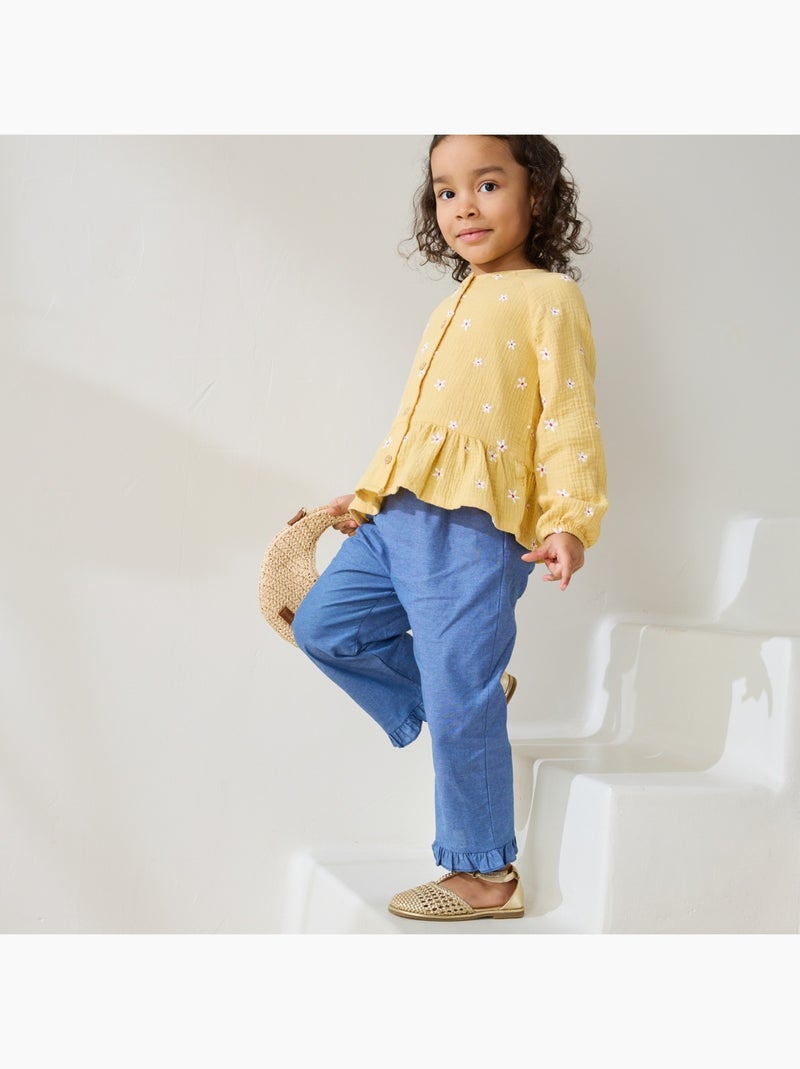 Pantalon enfant en chambray Camila Bleu - Kiabi