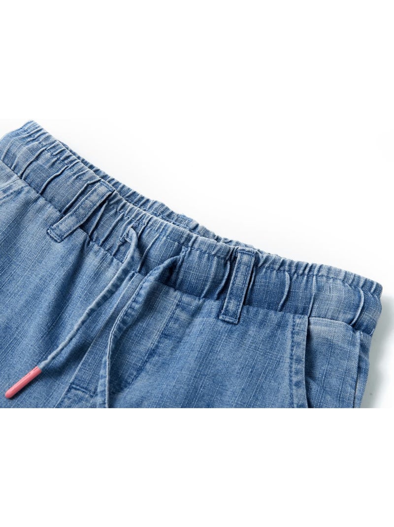Pantalon enfant en coton taille élastique jambes larges - vidaxl Bleu denim - Kiabi