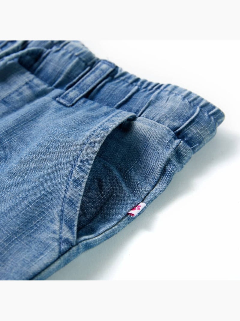 Pantalon enfant en coton taille élastique jambes larges - vidaxl Bleu denim - Kiabi