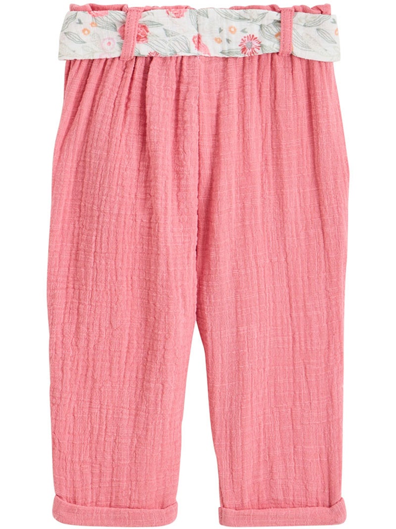 Pantalon enfant en gaze de coton Anaelle Rose - Kiabi