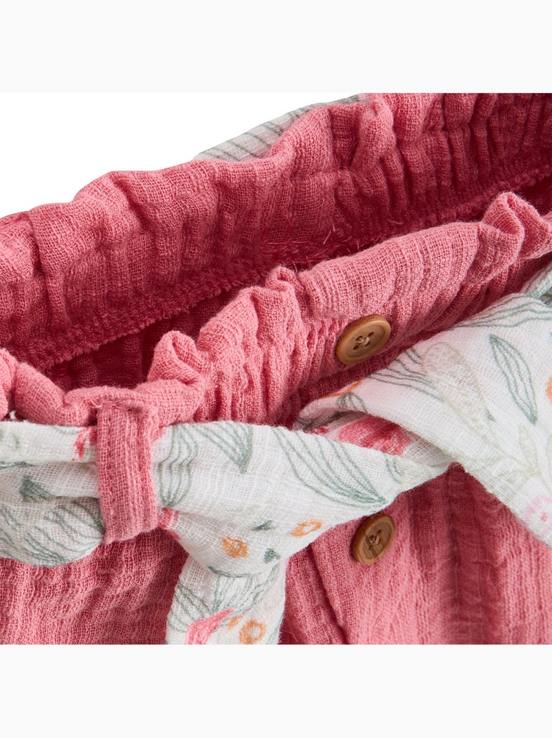 Pantalon enfant en gaze de coton Anaelle Rose - Kiabi