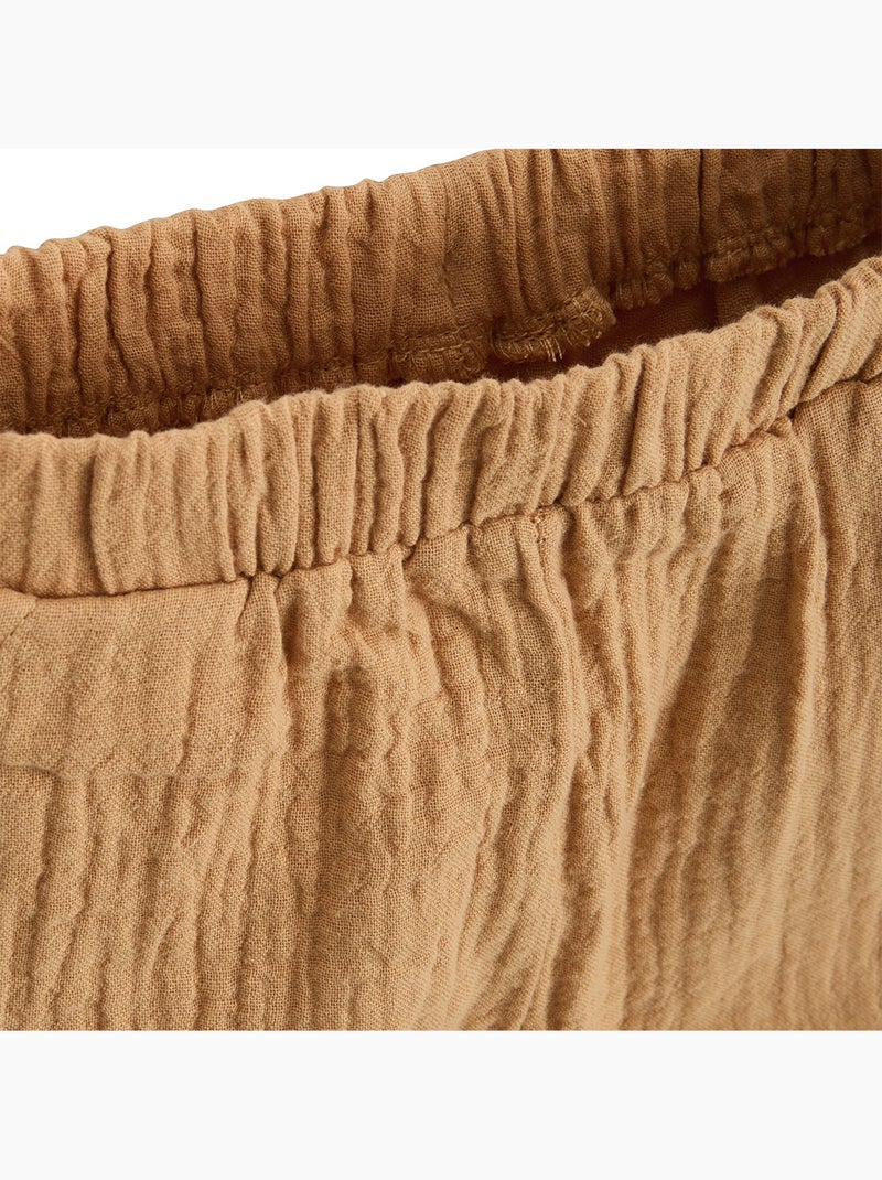 Pantalon enfant en gaze de coton Baroudeur Moutarde - Kiabi